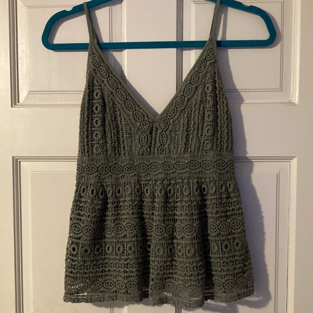 Green crotchet style tank top